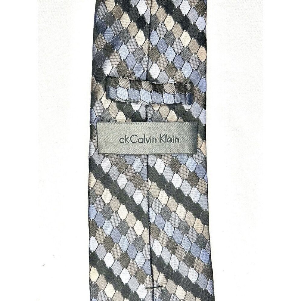 Calvin Klein Mens Classic Geometric Silk Tie Metallic Colors Cool Design MSRP$65 - Picture 6 of 11